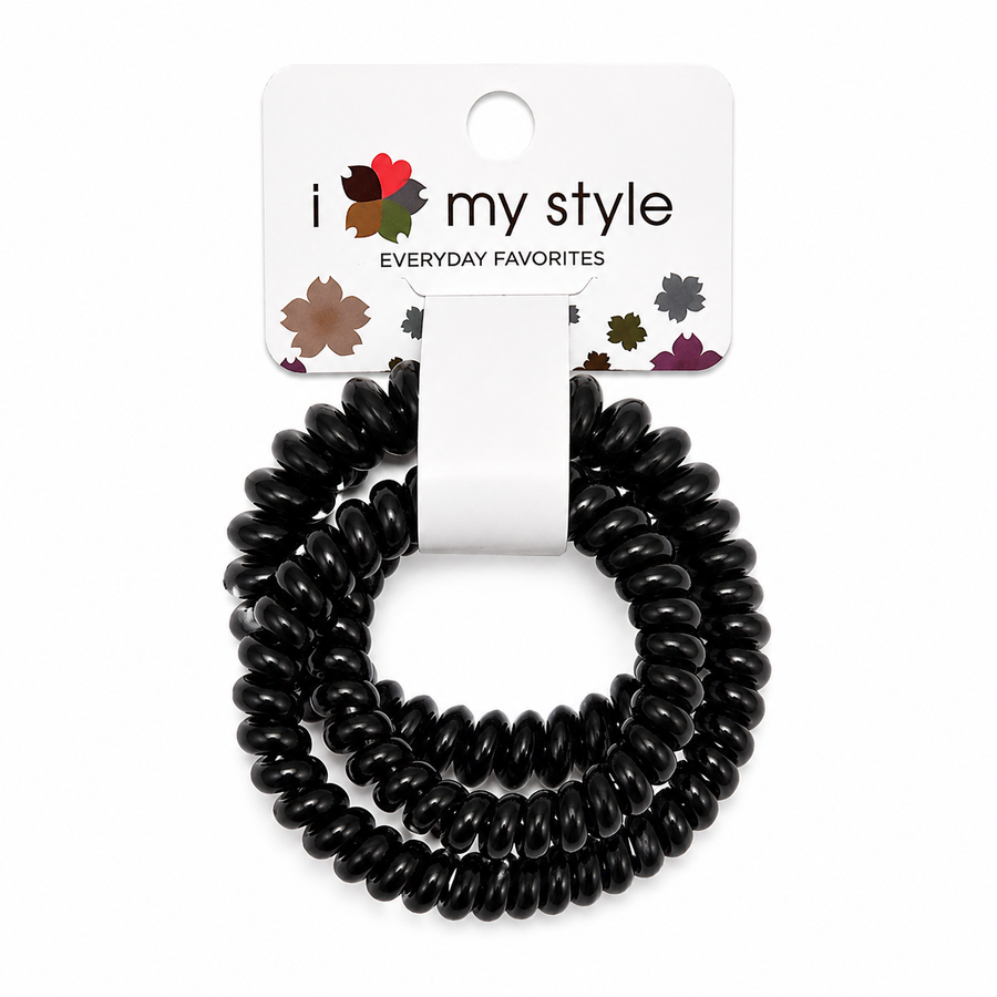 Black Spiral Hair Ties Set Yui mart