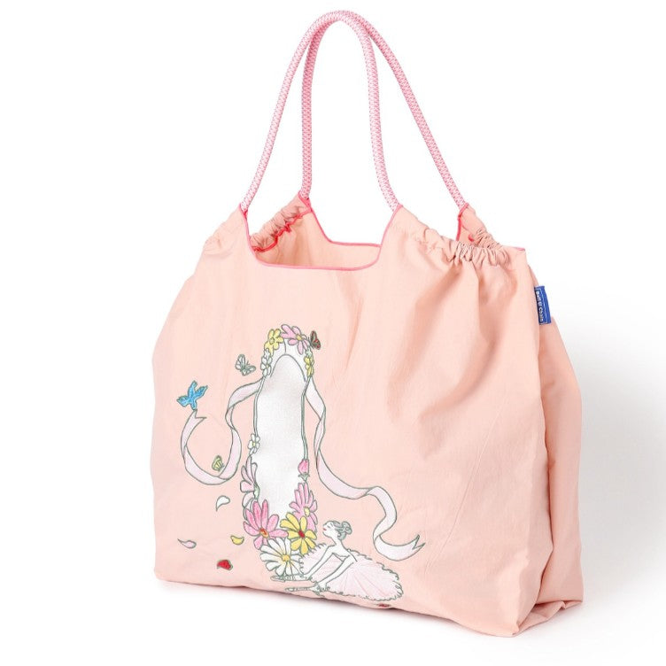 Ball & Chain x Chacott — Floral Pointed-Toe Dance Shoe Tote Bag (Size L) — Salmon Pink Yui mart