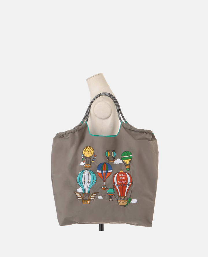Ball & Chain Embroidered Shopping Bag – Size L Gray-Balloons Yui mart