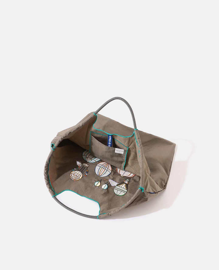 Ball & Chain Embroidered Shopping Bag – Size L Gray-Balloons Yui mart