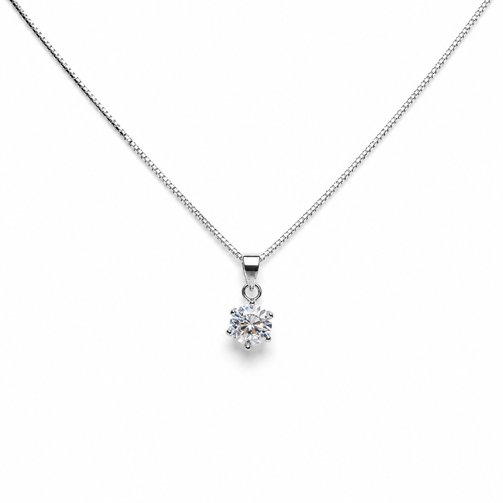 25 Sterling Silver Solitaire CZ Pendant Necklace Yui mart