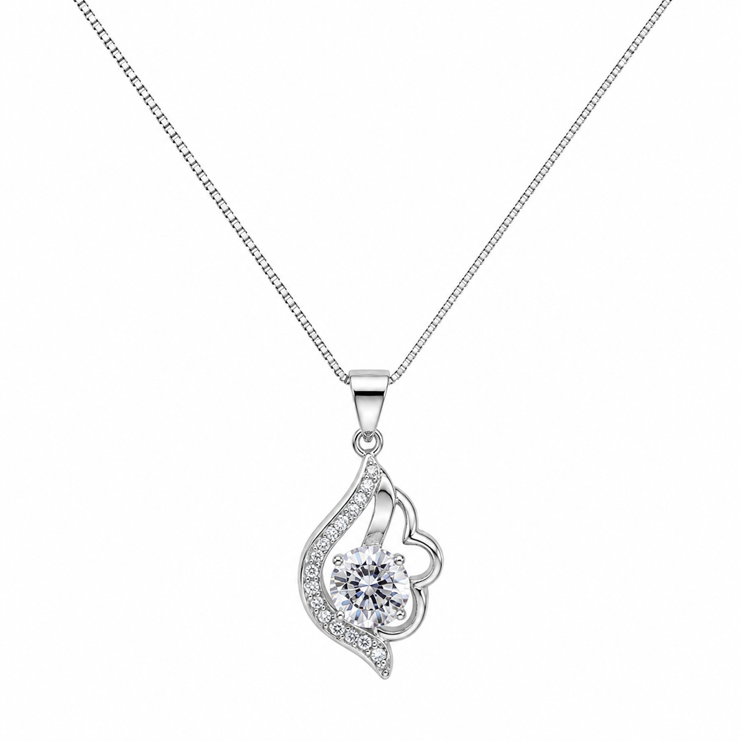925 Sterling Silver Twisted Teardrop CZ Pendant Necklace Yui mart