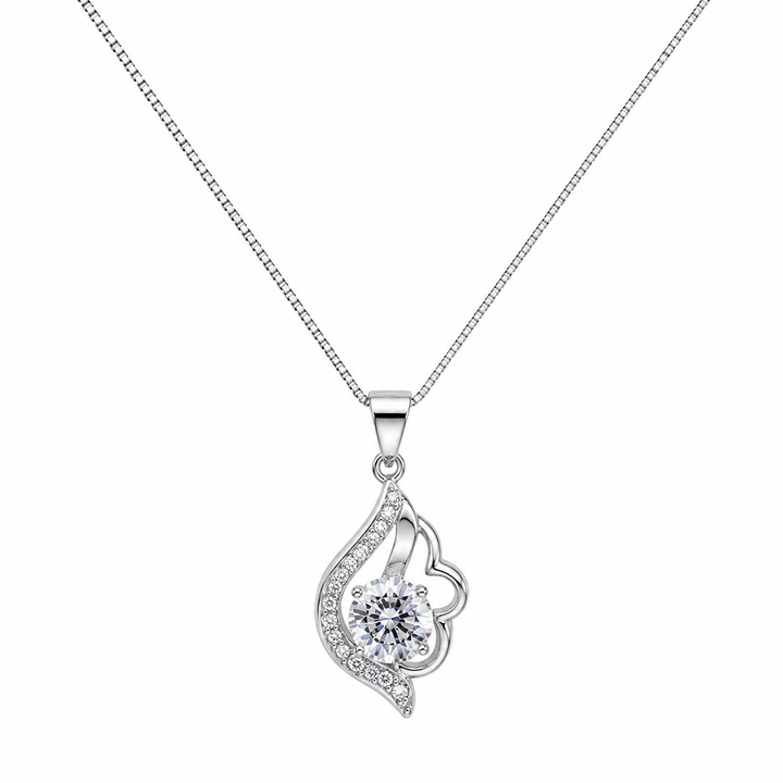 925 Sterling Silver Twisted Teardrop CZ Pendant Necklace Yui mart