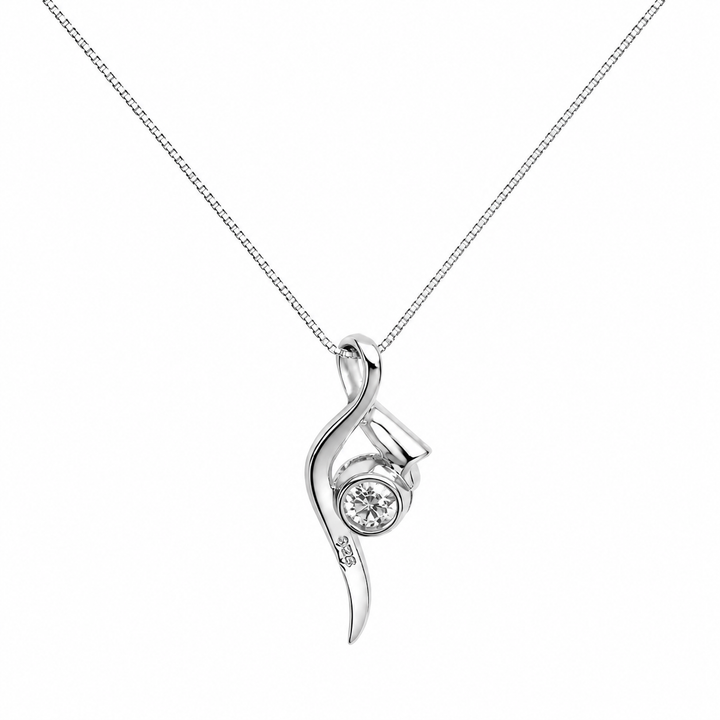 925 Sterling Silver Dancing CZ Swirl Pendant Necklace Yui mart