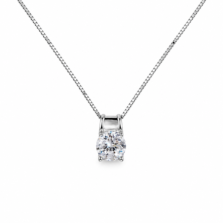 925 Sterling Silver Classic Solitaire CZ Necklace Yui mart
