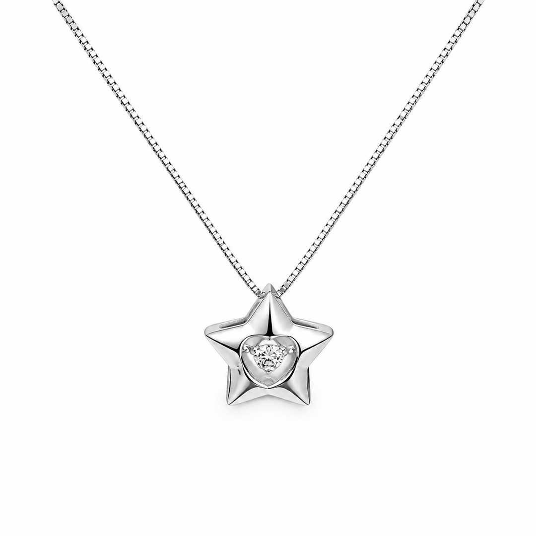 925 Sterling Silver Star CZ Pendant Necklace Yui mart