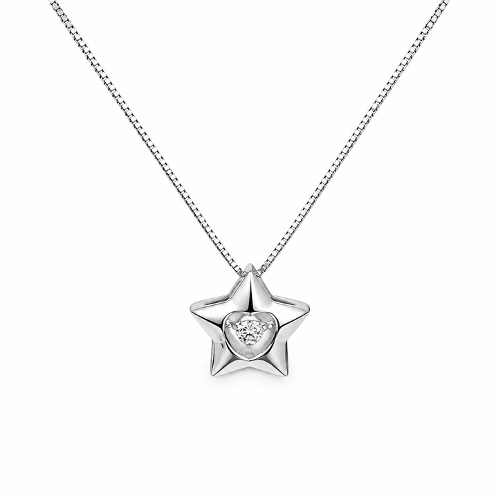 925 Sterling Silver Star CZ Pendant Necklace Yui mart