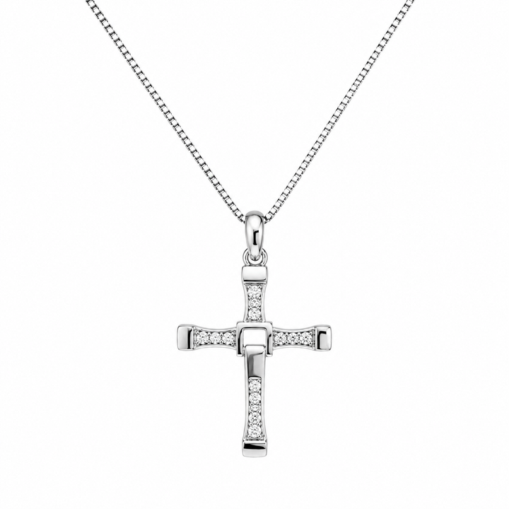 925 Sterling Silver CZ Cross Pendant Necklace Yui mart