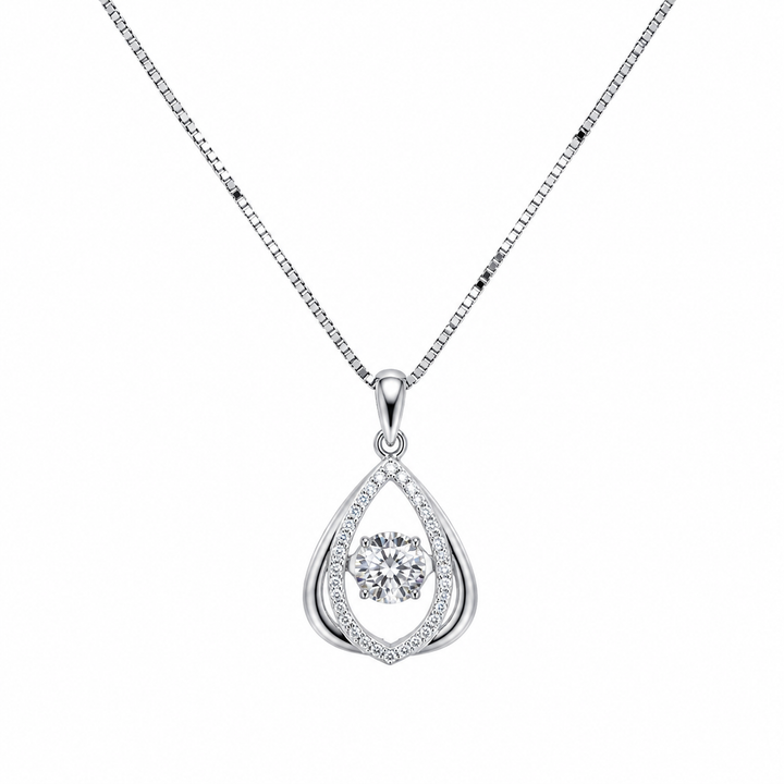 925 Sterling Silver Teardrop Halo Pearl Pendant Necklace Yui mart