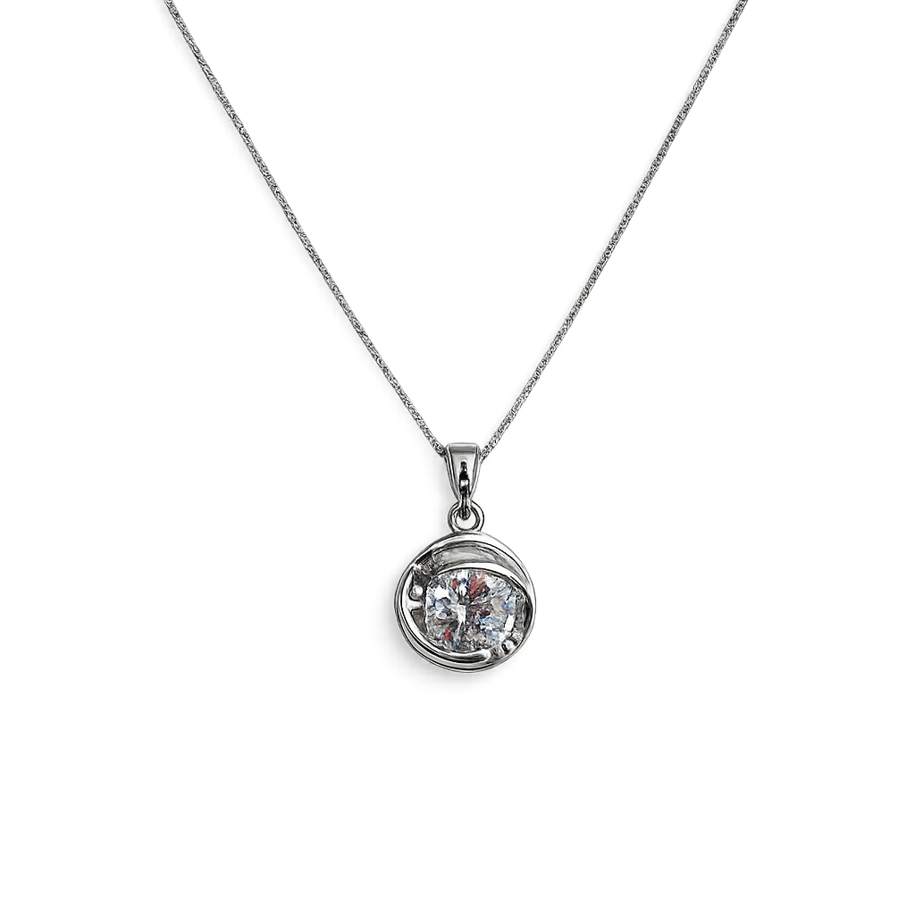925 Sterling Silver Crystal Orb Pendant Necklace Yui mart