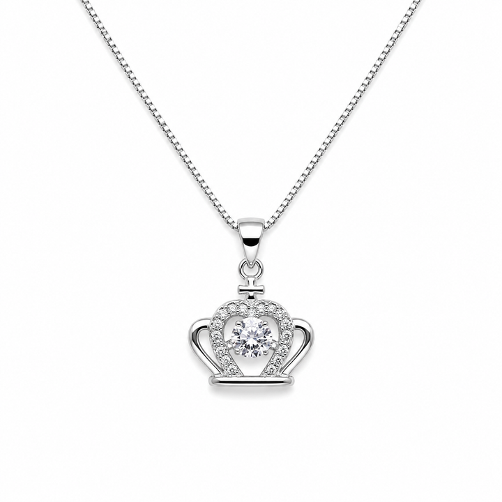 925 Sterling Silver Crown Heart Pendant Necklace Yui mart