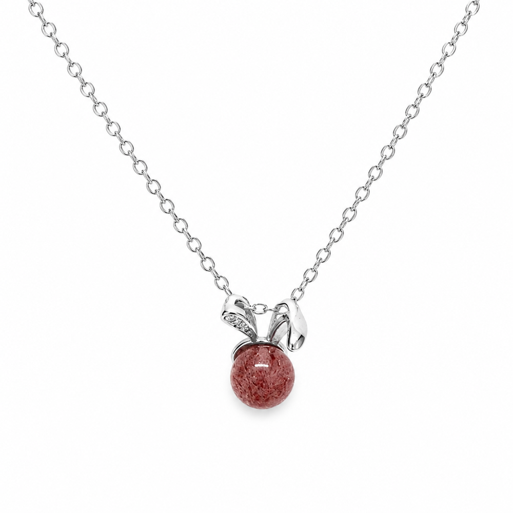 925 Sterling Silver Red Pearl Charm Necklace Yui mart