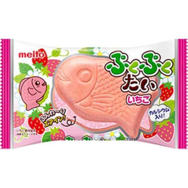 Meito Puku Puku Tai Choco Monaka Ichigo (Fish Shape Strawberry Choco Wafer) 16.5g Yui mart