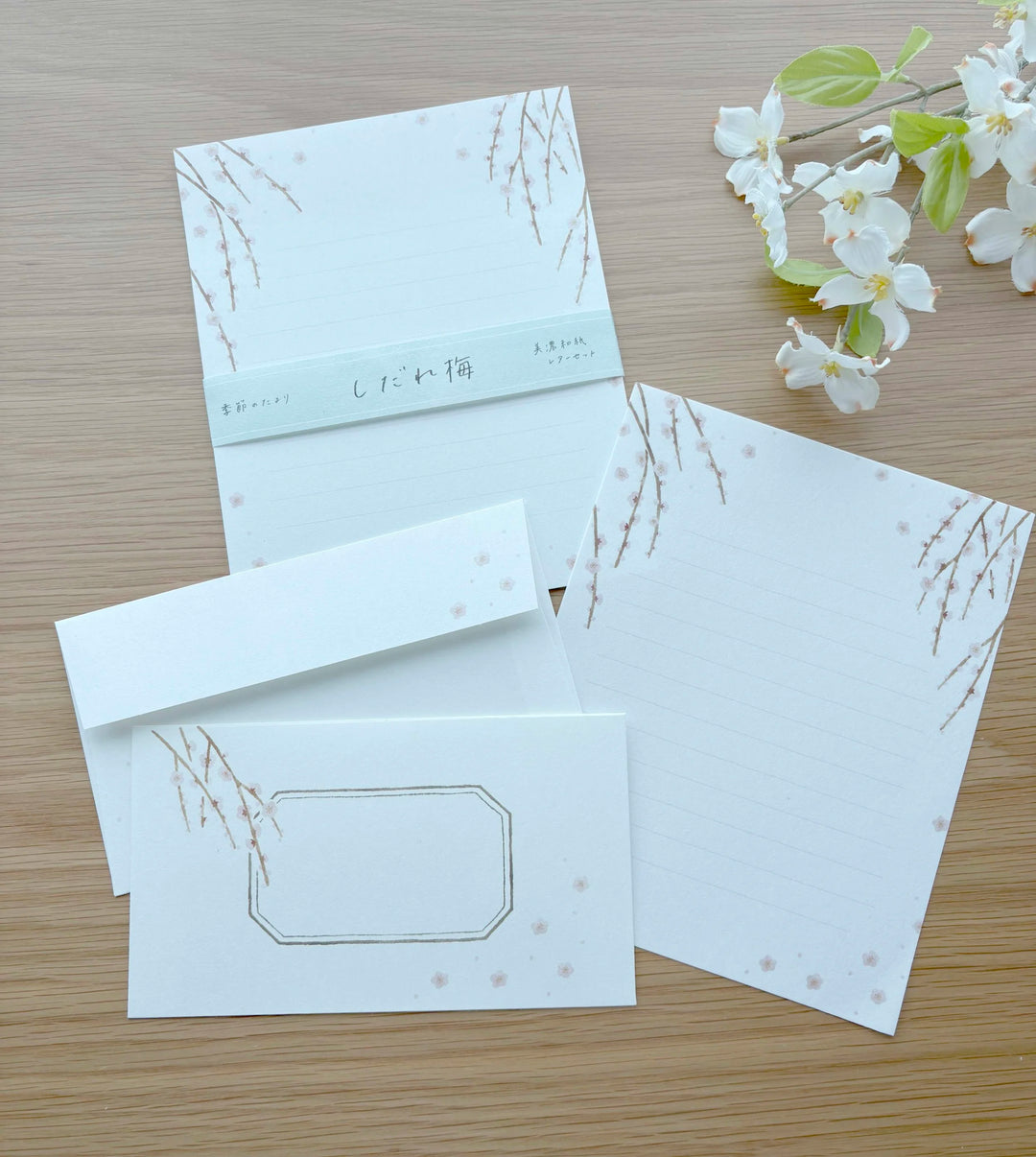 Hyogensha Weeping Plum Mino Washi Letter Set