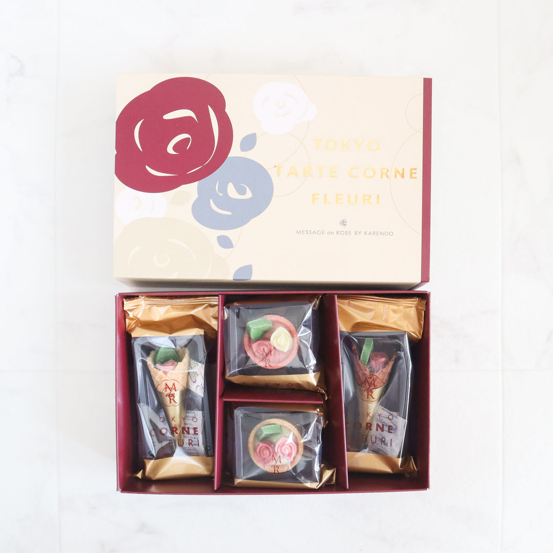 【Pre-Order】Karendo TOKYO Tarte & Cone Fleurie Rose Chocolate Set – 4 Pieces Karendo
