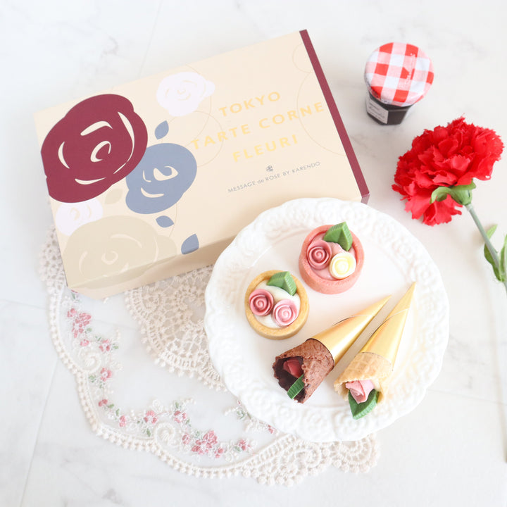 【Pre-Order】Karendo TOKYO Tarte & Cone Fleurie Rose Chocolate Set – 4 Pieces Karendo