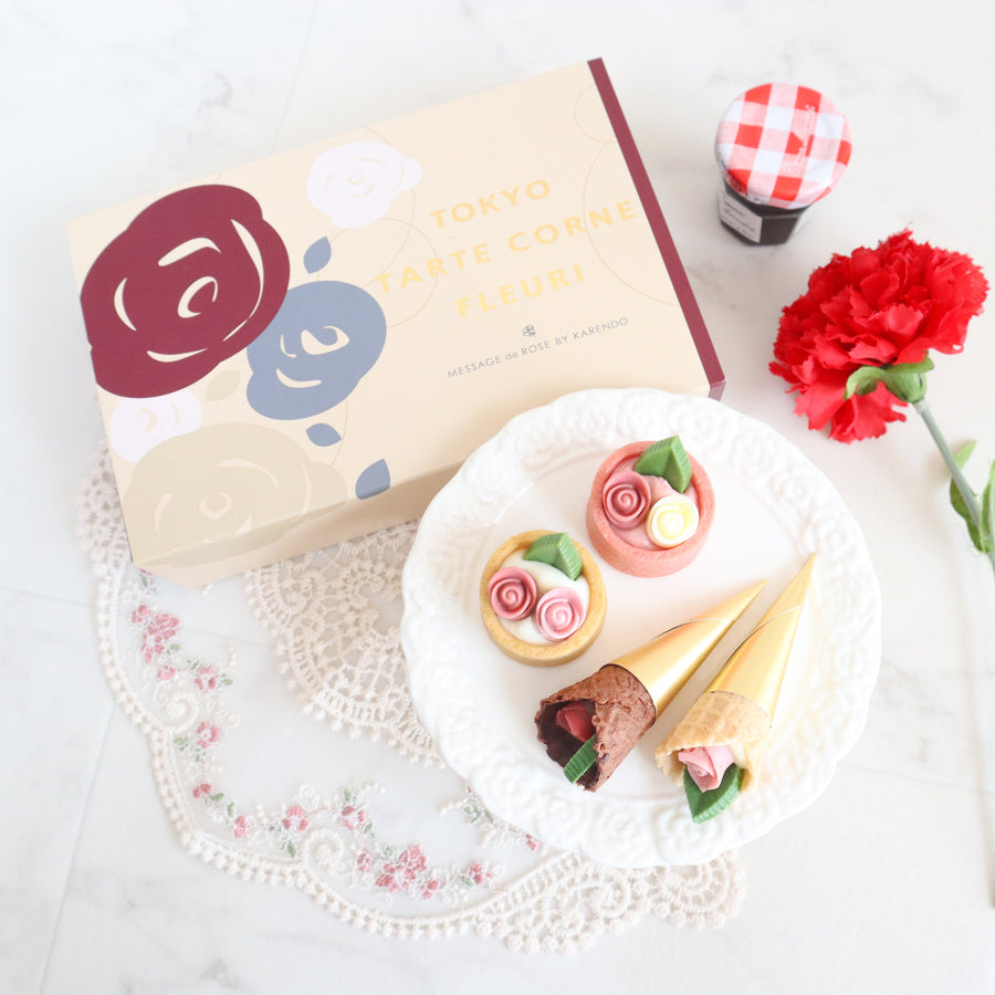 【Pre-Order】Karendo TOKYO Tarte & Cone Fleurie Rose Chocolate Set – 4 Pieces Karendo