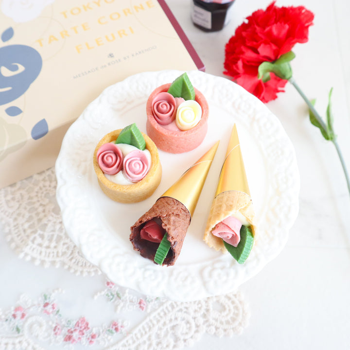 【Pre-Order】Karendo TOKYO Tarte & Cone Fleurie Rose Chocolate Set – 4 Pieces Karendo