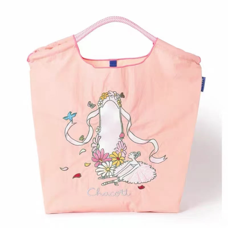 Ball & Chain x Chacott — Floral Pointed-Toe Dance Shoe Tote Bag (Size S) — Salmon Pink Yui mart