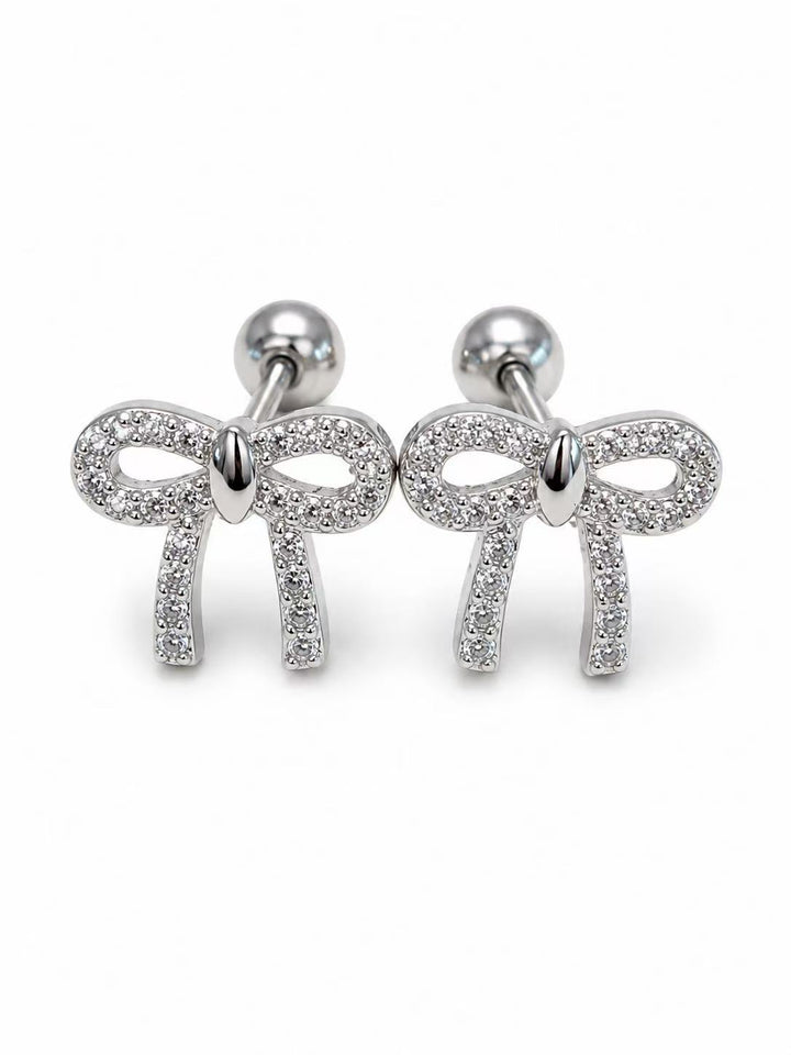 925 Sterling Silver Bow Stud Earrings for Women Yui mart
