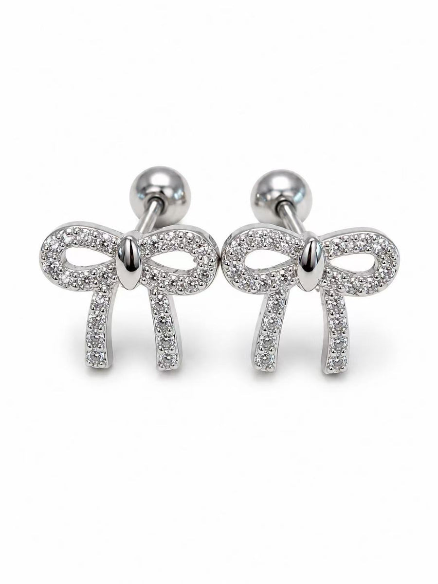 925 Sterling Silver Bow Stud Earrings for Women Yui mart
