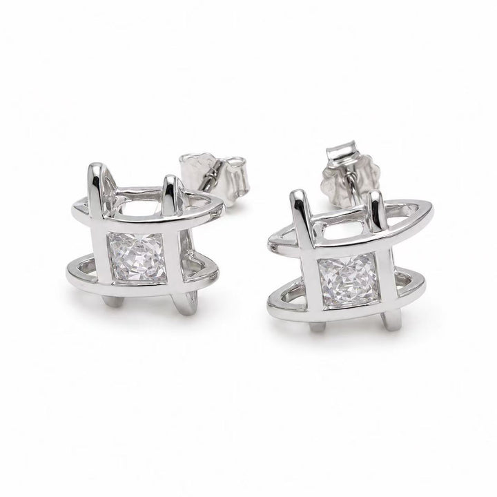 925 Sterling Silver Geometric Stud Earrings for Women Yui mart