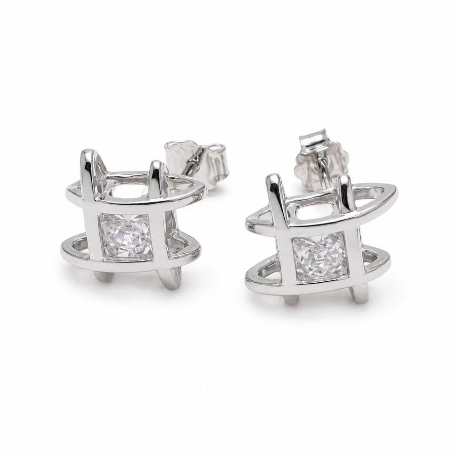 925 Sterling Silver Geometric Stud Earrings for Women Yui mart