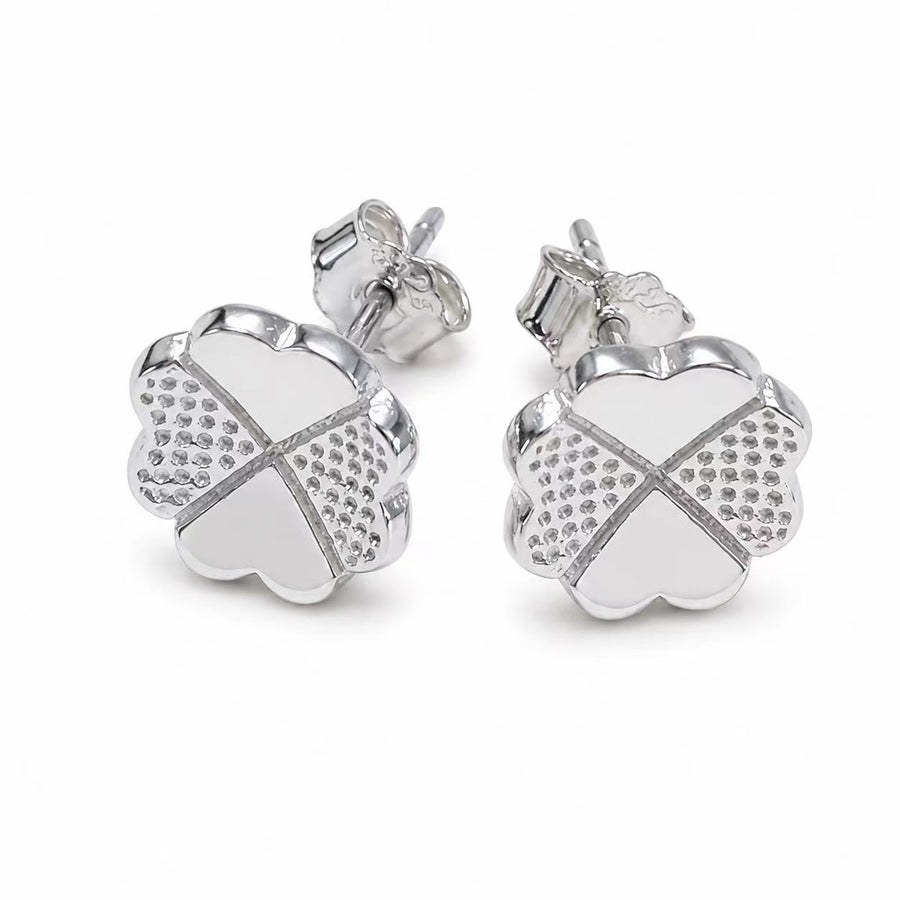925 Sterling Silver Clover Stud Earrings for Women – Lucky Four Leaf Clover CZ Earrings Yui mart