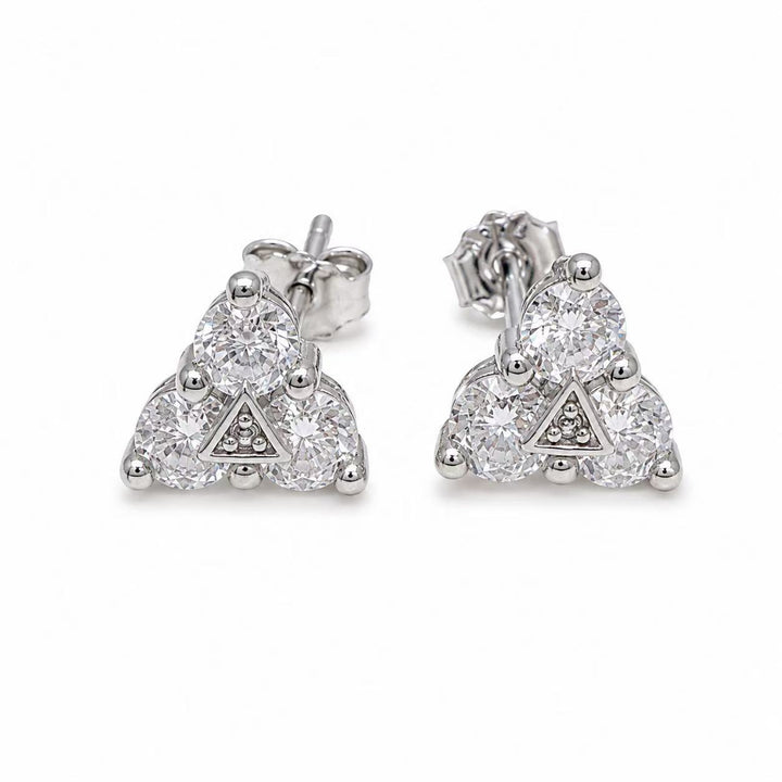 925 Sterling Silver Triangle CZ Stud Earrings for Women Yui mart
