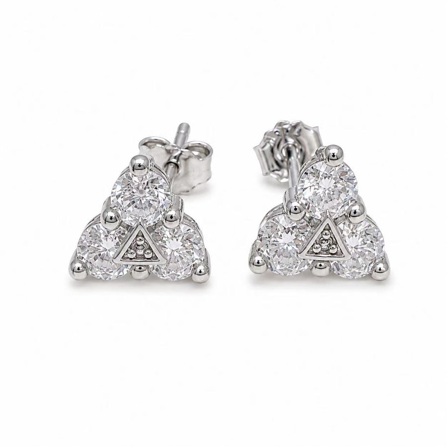 925 Sterling Silver Triangle CZ Stud Earrings for Women Yui mart