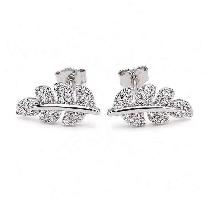 925 Sterling Silver Leaf Stud Earrings for Women Yui mart