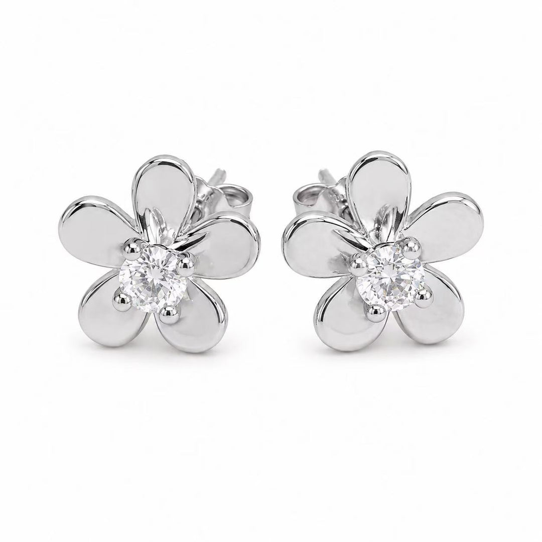 925 Sterling Silver Flower Stud Earrings for Women Yui mart