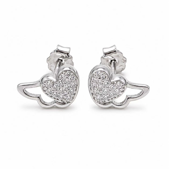 25 Sterling Silver Heart Wing Stud Earrings for Women Yui mart