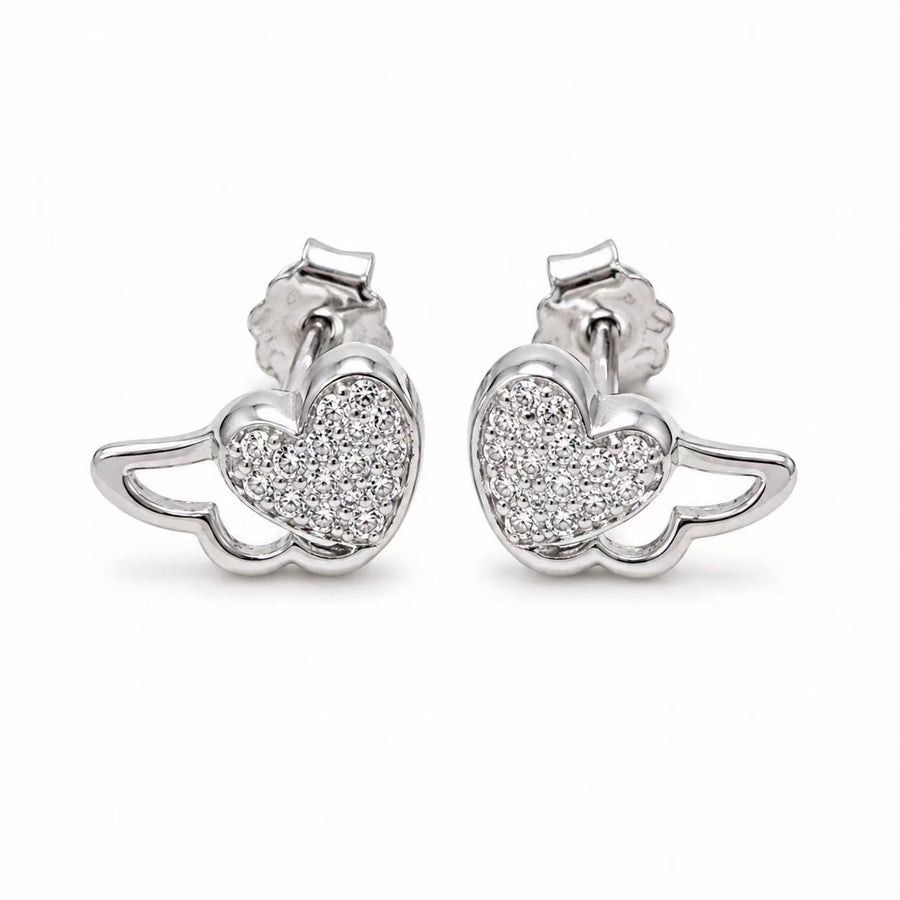 25 Sterling Silver Heart Wing Stud Earrings for Women Yui mart