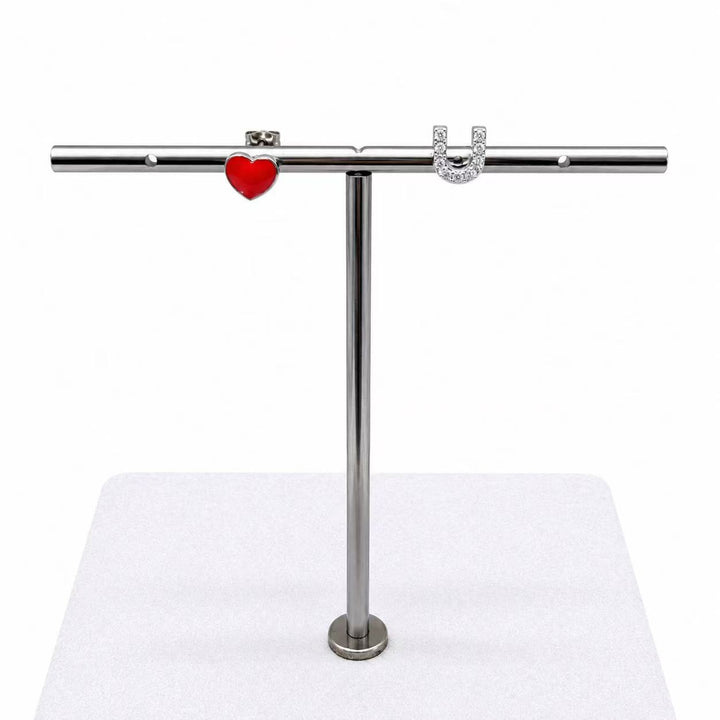 925 Sterling Silver Asymmetric Heart & U Hoop Stud Earrings for Women Yui mart