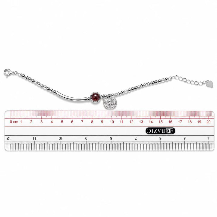 925 Sterling Silver Beaded Bracelet for Women– Red Gemstone Charm Bracelet with Coin Pendant Yui mart