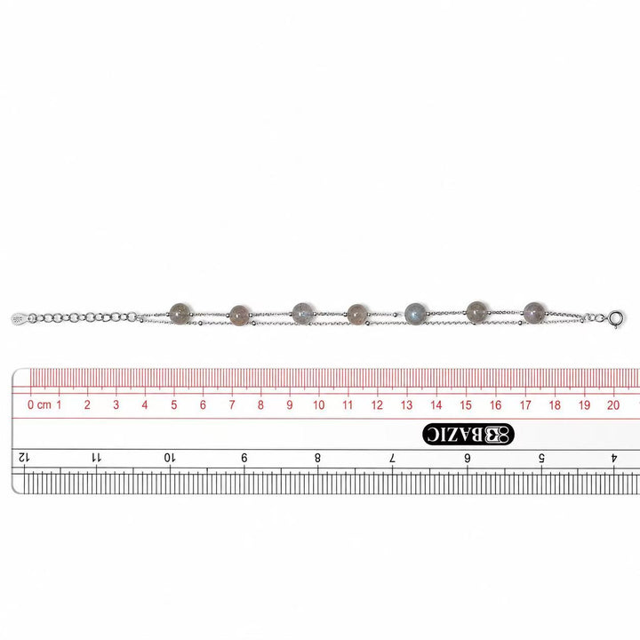 925 Sterling Silver Labradorite Beaded Bracelet for Women – Natural Gray Moonstone Gemstone Bracelet Yui mart