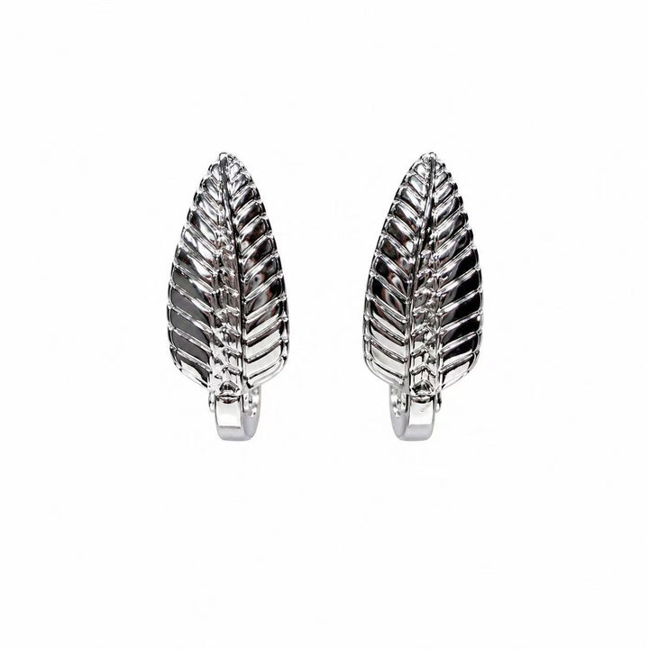 Silver Leaf Huggie Earrings Yui mart