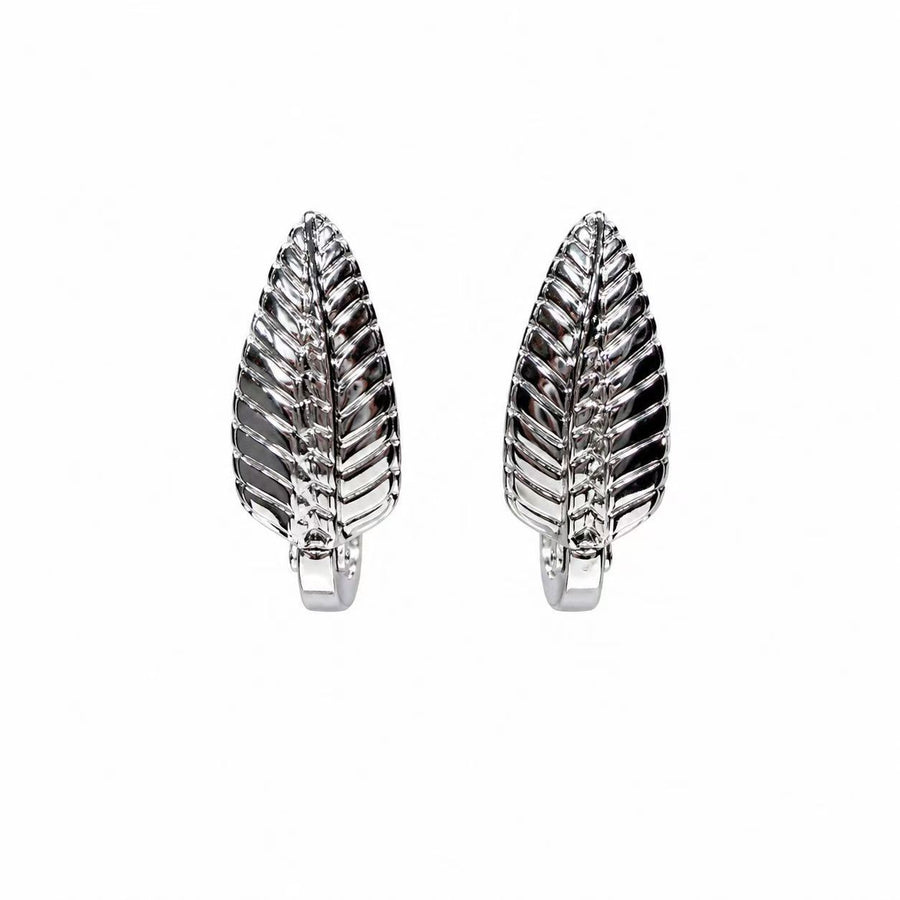 Silver Leaf Huggie Earrings Yui mart