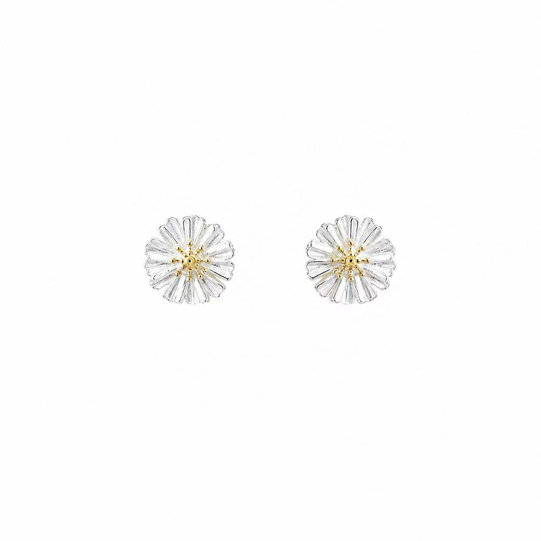 Golden Daisy Stud Earrings Yui mart