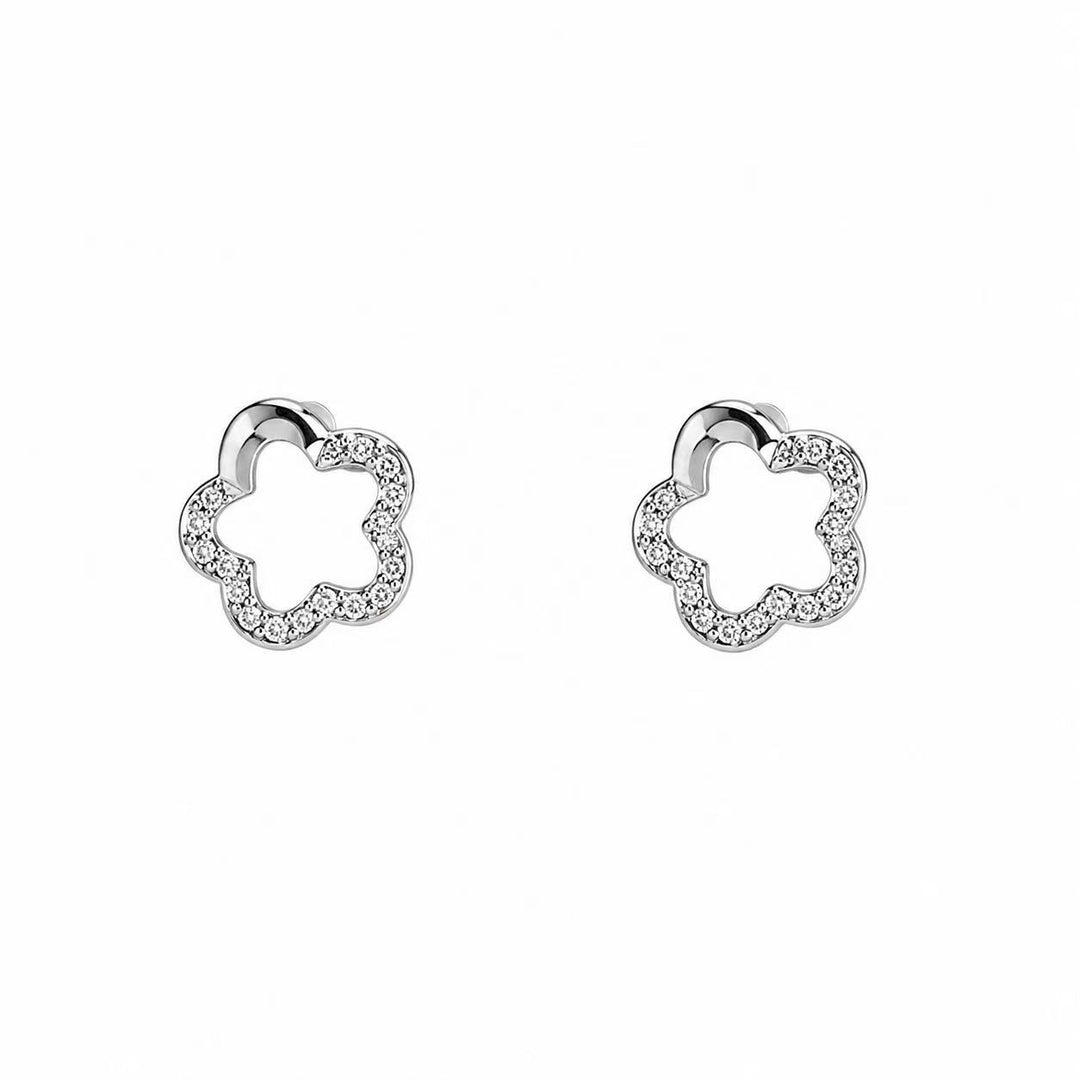 Sparkling Clover Huggie Earrings Yui mart