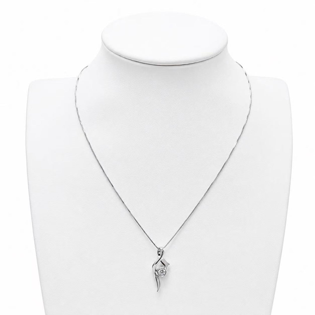 925 Sterling Silver Dancing CZ Swirl Pendant Necklace Yui mart