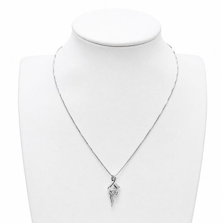 925 Sterling Silver Dancing CZ Swirl Pendant Necklace Yui mart