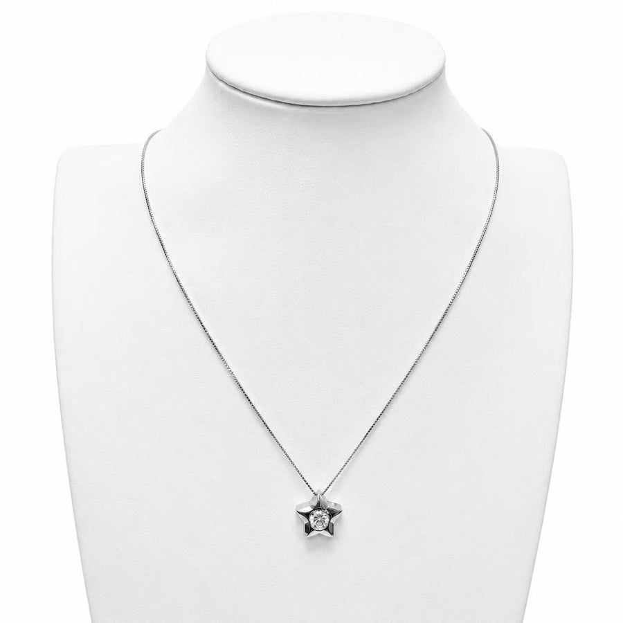 925 Sterling Silver Star CZ Pendant Necklace Yui mart