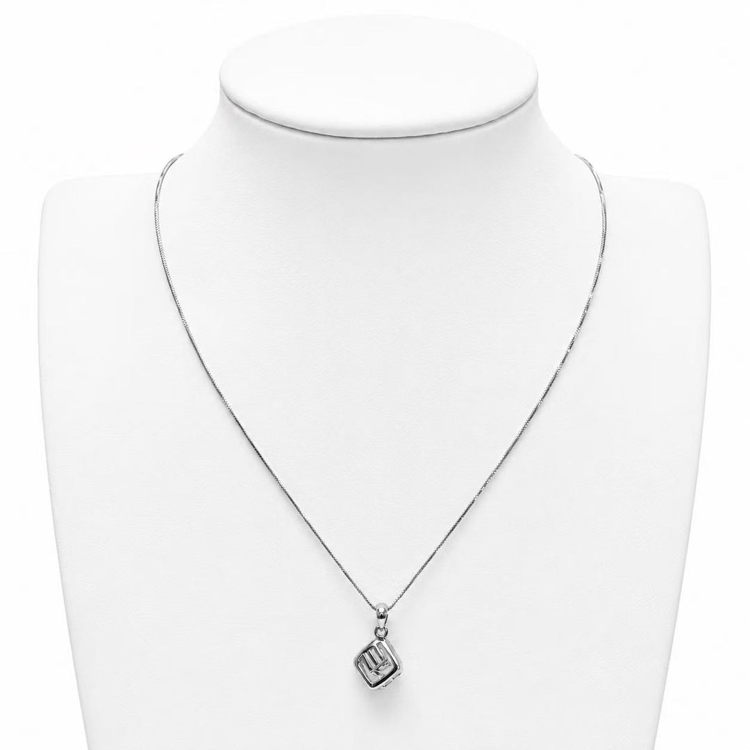 925 Sterling Silver Geometric CZ Pendant Necklace Yui mart