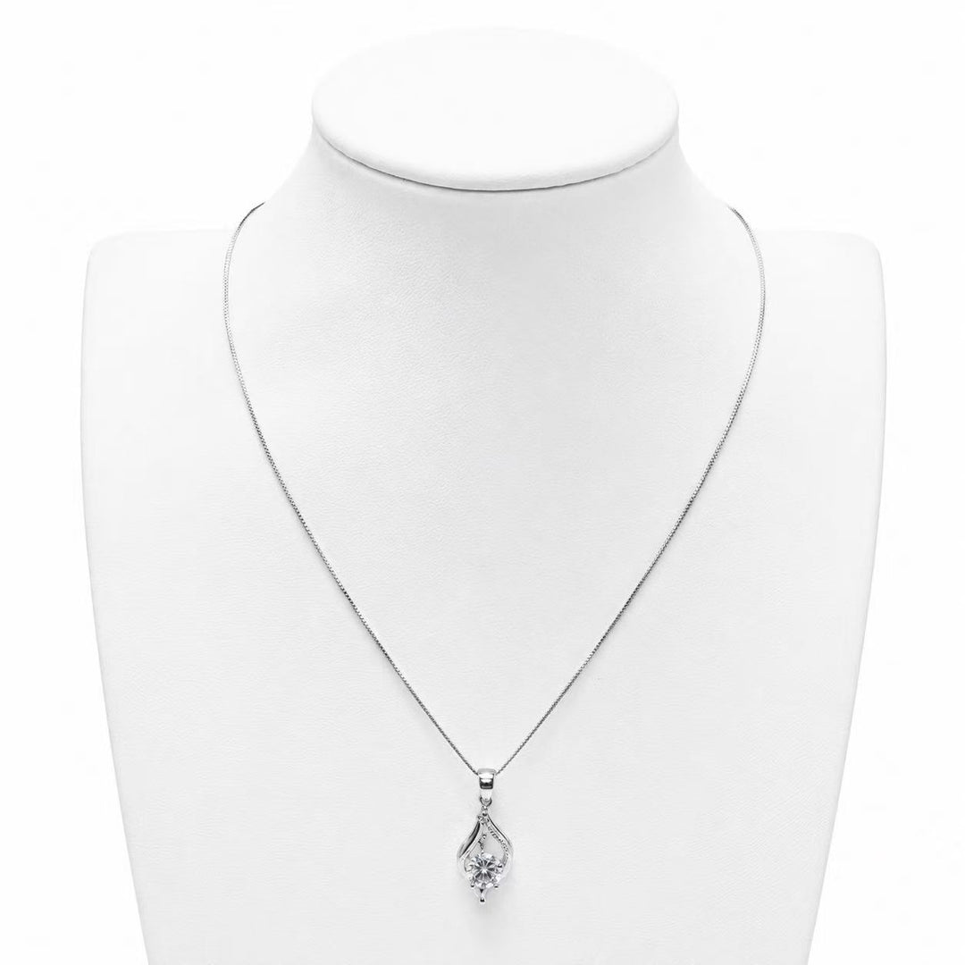 925 Sterling Silver Sparkling Teardrop Pendant Necklace Yui mart