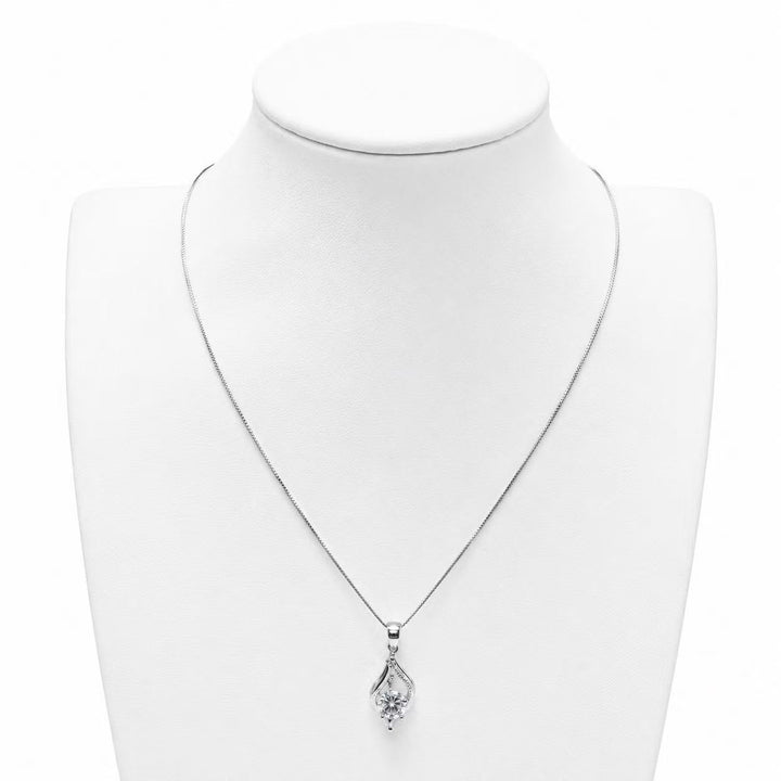 925 Sterling Silver Sparkling Teardrop Pendant Necklace Yui mart