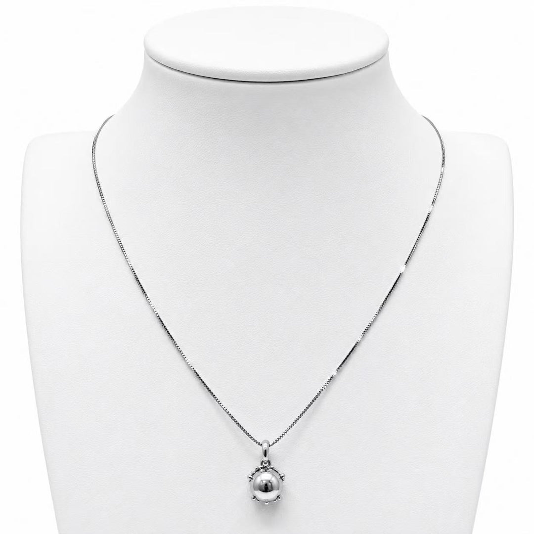 925 Sterling Silver Beaded Sphere Pendant Necklace Yui mart