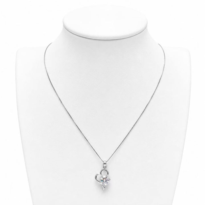 925 Sterling Silver Crystal Heart Pendant Necklace Yui mart