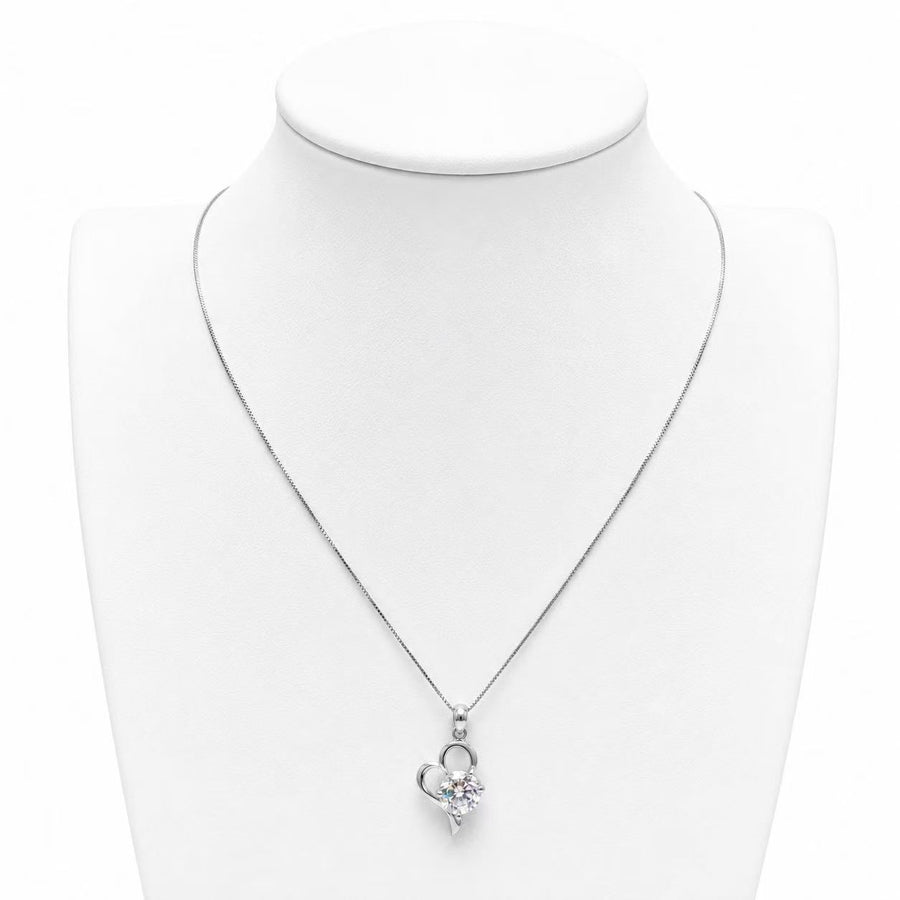 925 Sterling Silver Crystal Heart Pendant Necklace Yui mart